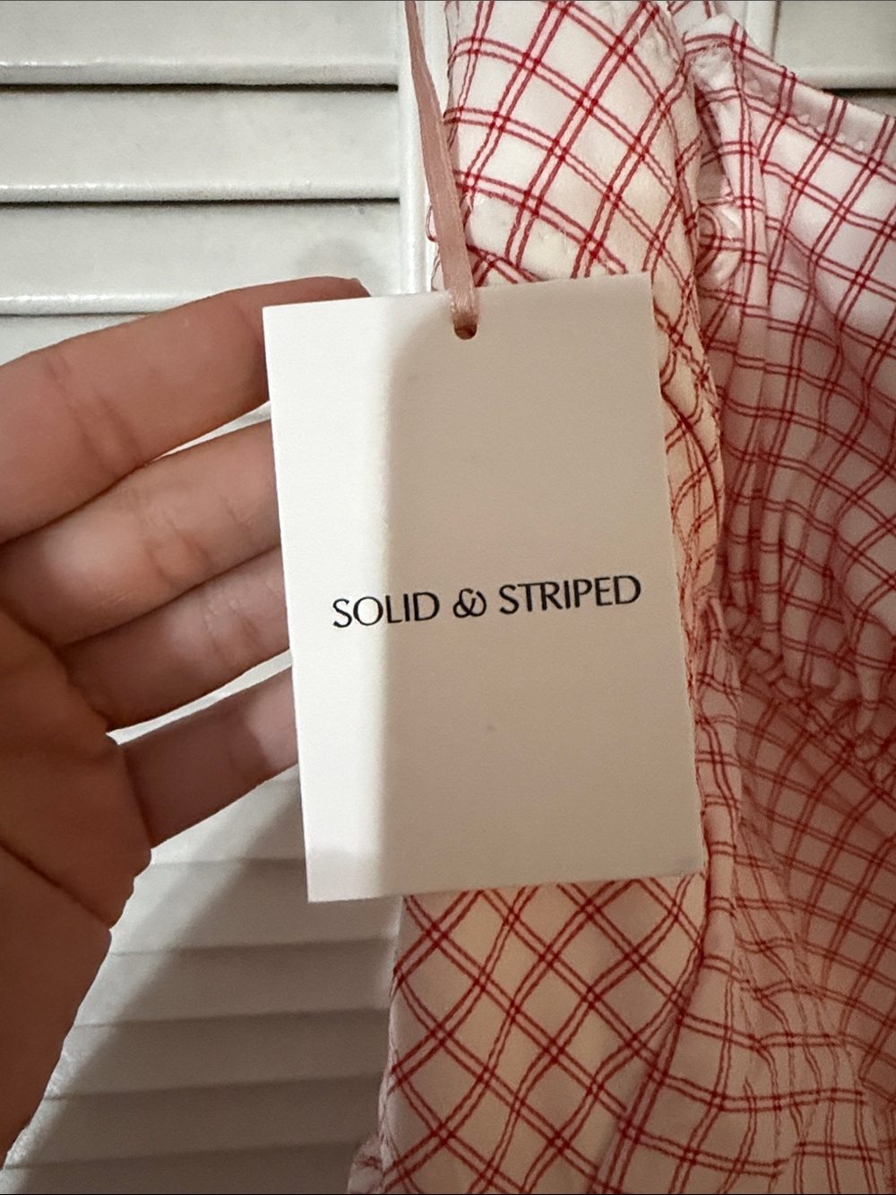 SOLID & STRIPED Pink and White Gingham One-Piece Swimsuit - Picture 3 of 4